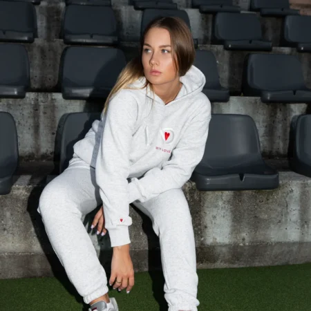 A.MO LOVE kelnės su guma – pilkos (melange)